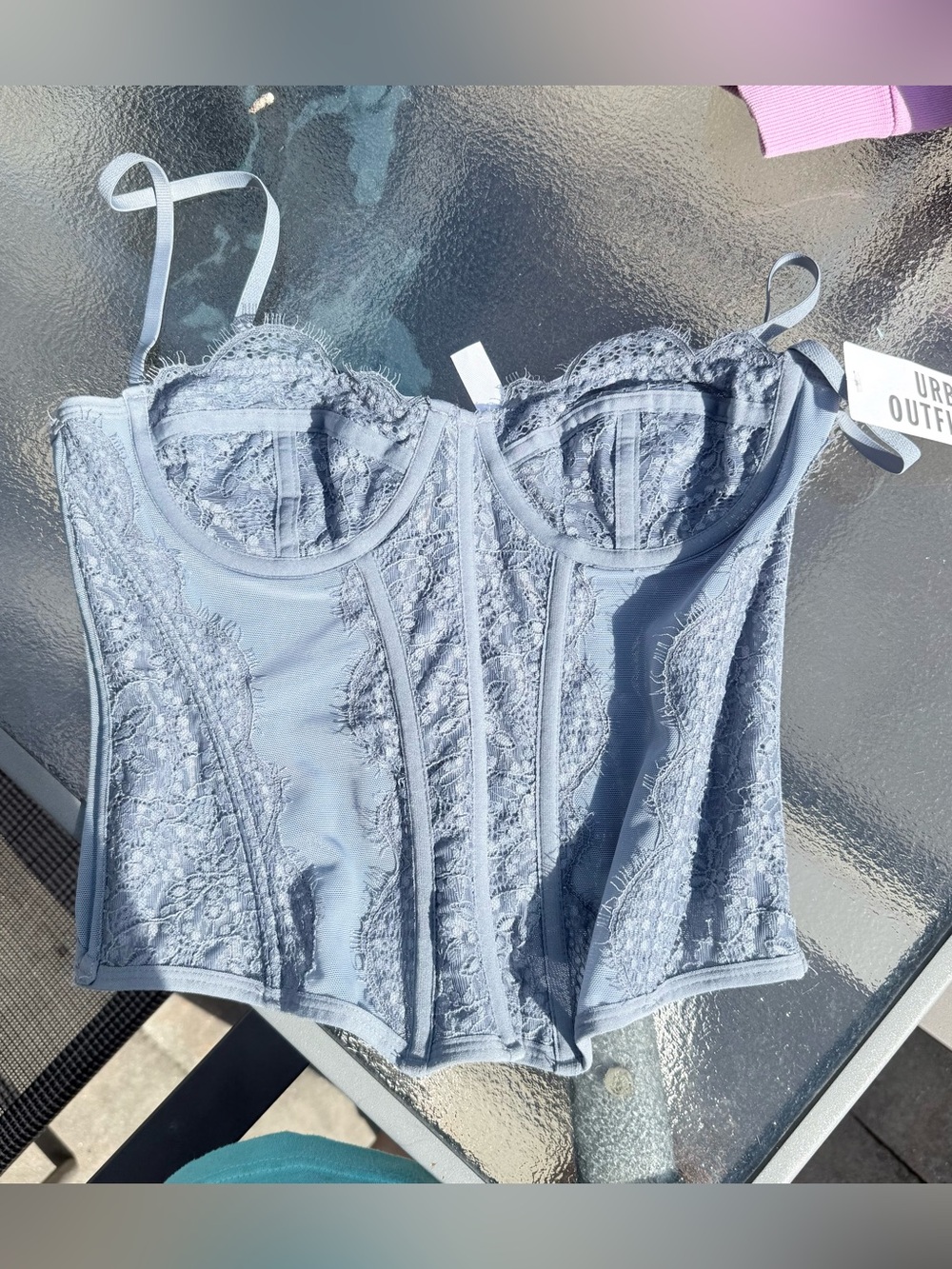 Urban Outfitters Lace Corset Camisole - Light Blue